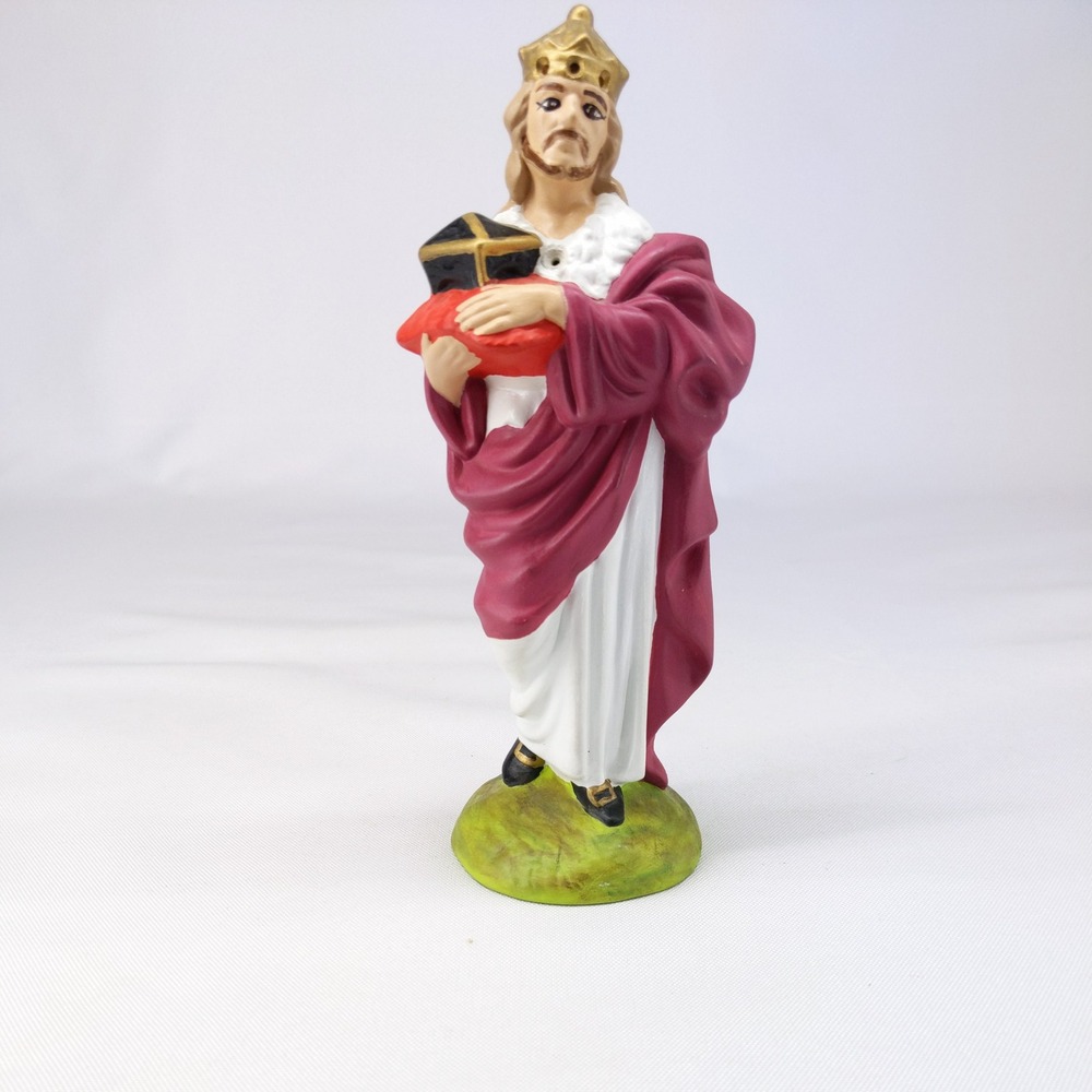 Atlantic Mold Nativity Wise Man King Purple Gold Vintage Ceramic Figurine 8.5"